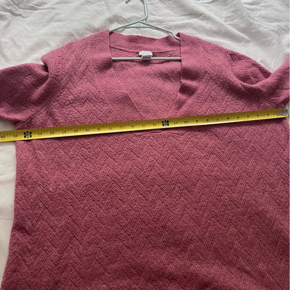 Chico’s 3 Herringbone V-Neck Tunic Knit Sweater Rose Pink XL - Picture 10 of 11